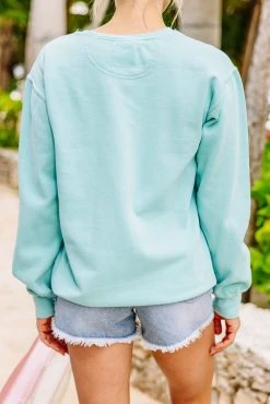 Comfort Colors: Summer Loving Dusty Mint Graphic Sweatshirt -ANINE BING Shop 104418.ComfortColorsSummerLovingDustyMintGraphicSweatshirt copy 4
