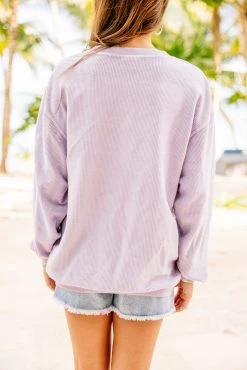 Catching Flights Lilac Purple Corded Graphic Sweatshirt -ANINE BING Shop 104419.CatchingFlightsLilacPurpleCordedGraphicSweatshirt copy 1