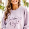 Catching Flights Lilac Purple Corded Graphic Sweatshirt -ANINE BING Shop 104419.CatchingFlightsLilacPurpleCordedGraphicSweatshirt copy 3