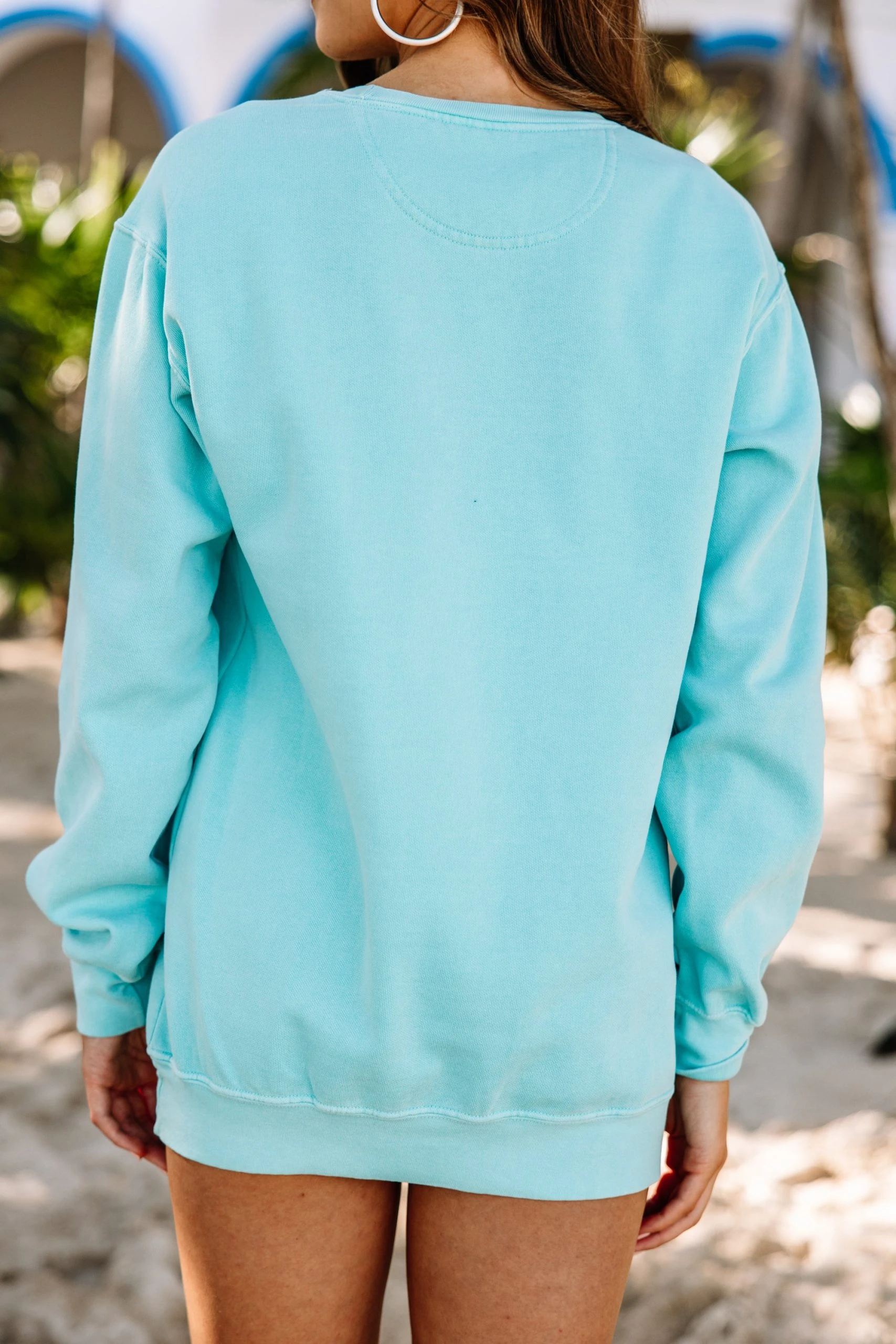 Comfort Colors: Beach Babe Chalky Mint Embroidered Sweatshirt 5 Comfort Colors: Beach Babe Chalky Mint Embroidered Sweatshirt - Image 3