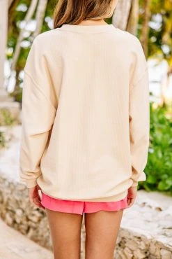 Hawaii USA Natural Corded Embroidered Sweatshirt -ANINE BING Shop 104452.HawaiiUSANaturalCordedEmbroideredSweatshirt copy 1