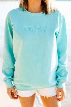 Comfort Colors: Bride Chalky Mint Embroidered Sweatshirt -ANINE BING Shop 104453.ComfortColorsBrideChalkyMintEmbroideredSweatshirt copy 2