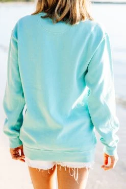 Comfort Colors: Bride Chalky Mint Embroidered Sweatshirt -ANINE BING Shop 104453.ComfortColorsBrideChalkyMintEmbroideredSweatshirt copy 3
