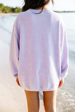 Wifey Lilac Purple Corded Embroidered Sweatshirt -ANINE BING Shop 104454.WifeyLilacPurpleCordedEmbroideredSweatshirt copy 3