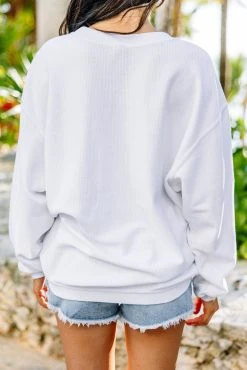 Future Mrs. White Corded Embroidered Sweatshirt -ANINE BING Shop 104455.FutureMrsWhiteCordedEmbroideredSweatshirt copy 4