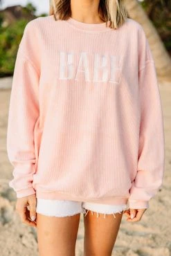 Babe Blush Pink Corded Embroidered Sweatshirt -ANINE BING Shop 104457.BabeBlushPinkCordedEmbroideredSweatshirt copy 1