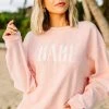 Babe Blush Pink Corded Embroidered Sweatshirt