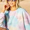 Wife Pink Tie Dye Corded Embroidered Sweatshirt -ANINE BING Shop 104461.WifePinkTieDyeCordedEmbroideredSweatshirt copy 3