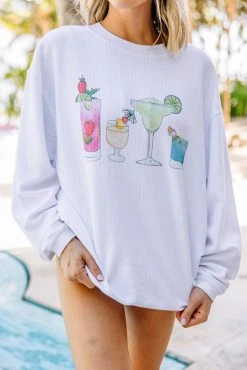 Happy Hour White Graphic Corded Sweatshirt -ANINE BING Shop 104485.HappyHourWhiteGraphicSweatshirt copy 2