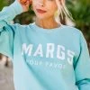 Comfort Colors: Margs Pour Favor Dusty Mint Graphic Sweatshirt -ANINE BING Shop 104521.Comfort Colors Margs Pour Favor Dusty Mint Graphic Sweatshirt copy 1