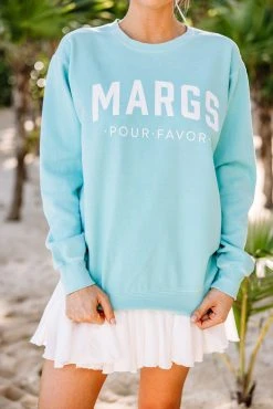 Comfort Colors: Margs Pour Favor Dusty Mint Graphic Sweatshirt -ANINE BING Shop 104521.Comfort Colors Margs Pour Favor Dusty Mint Graphic Sweatshirt copy 2