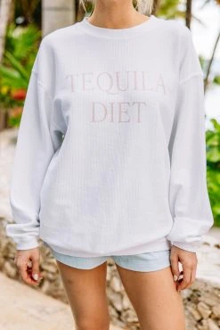 Tequila Diet White Corded Graphic Sweatshirt -ANINE BING Shop 104533.TequilaDietWhiteCordedGraphicSweatshirt copy 1