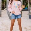 Fiesta Friday Blush Pink Corded Graphic Sweatshirt -ANINE BING Shop 104534.FiestaFridayBlushPinkCordedGraphicSweatshirt