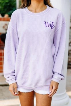 Wife Lilac Purple Corded Embroidered Sweatshirt -ANINE BING Shop 104631.WifeLilacPurpleCordedEmbroideredSweatshirt copy 1