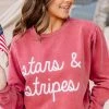 Comfort Colors: Stars & Stripes Crimson Red Graphic Sweatshirt -ANINE BING Shop 104646.ComfortColorsStarsStripesCrimsonRedGraphicSweatshirt copy 3