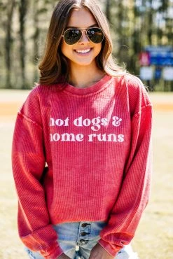 Hot Dogs & Home Runs Red Corded Graphic Sweatshirt 7 Hot Dogs & Home Runs Red Corded Graphic Sweatshirt -ANINE BING Shop 104650.hotdogsandhomeruns.red3