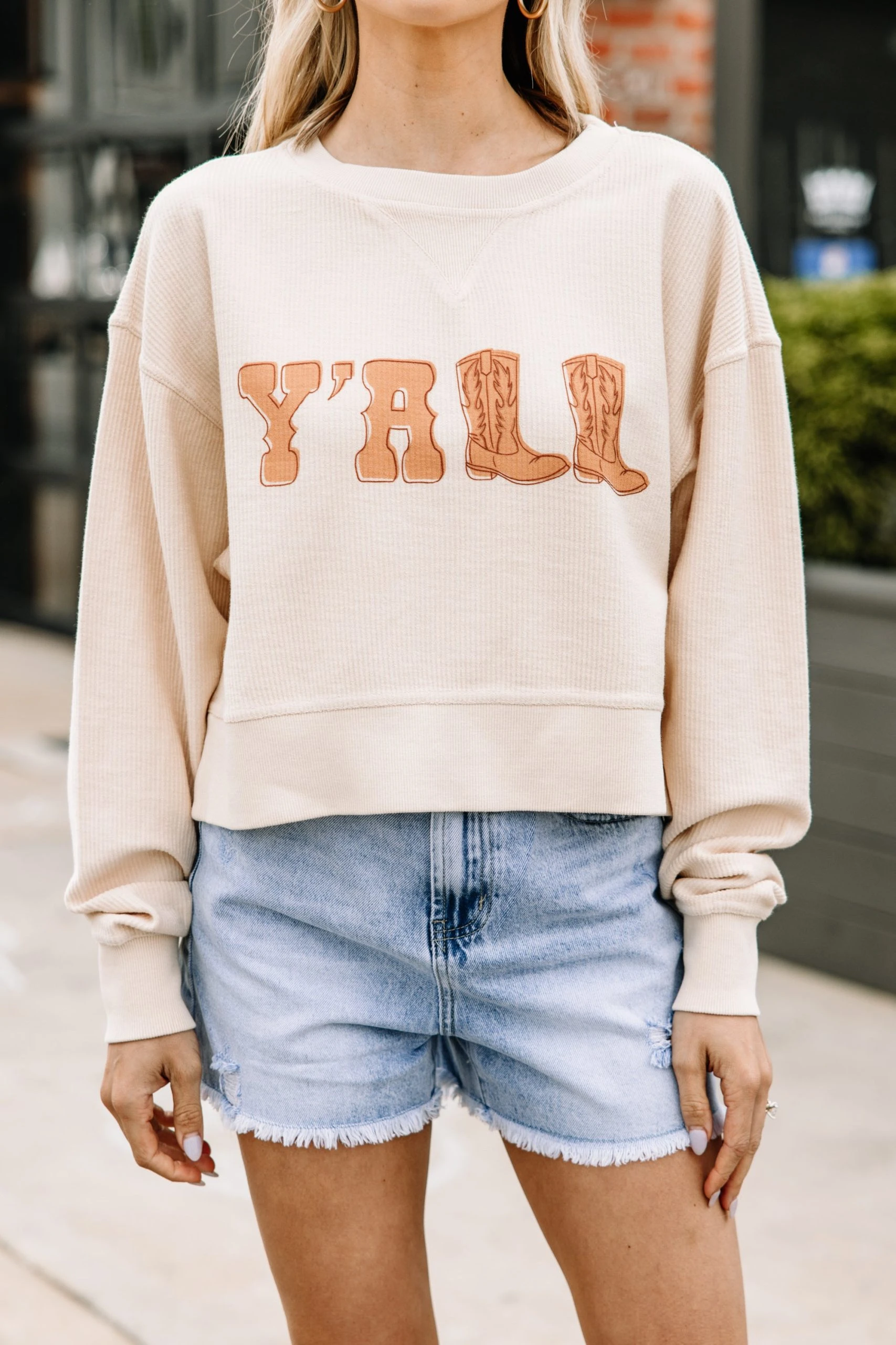 Y'all Natural Graphic Cropped Sweatshirt 6 Y'all Natural Graphic Cropped Sweatshirt - Image 4