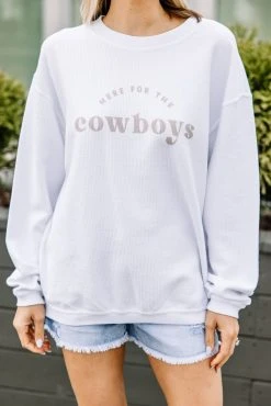 Here For The Cowboys White Corded Graphic Sweatshirt -ANINE BING Shop 104738.here4cowboyscorded.3