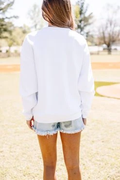 Baseball White Corded Graphic Sweatshirt -ANINE BING Shop 104749.baseballwhitecordedsweatshirt.wht9