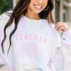 Teacher Pink Tie Dye Corded Embroidered Sweatshirt -ANINE BING Shop 105707 copy 3