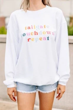 Tailgate Touchdown Repeat White Corded Graphic Sweatshirt -ANINE BING Shop 105914.Tailgate Touchdown Repeat White Corded Graphic Sweatshirt copy 2