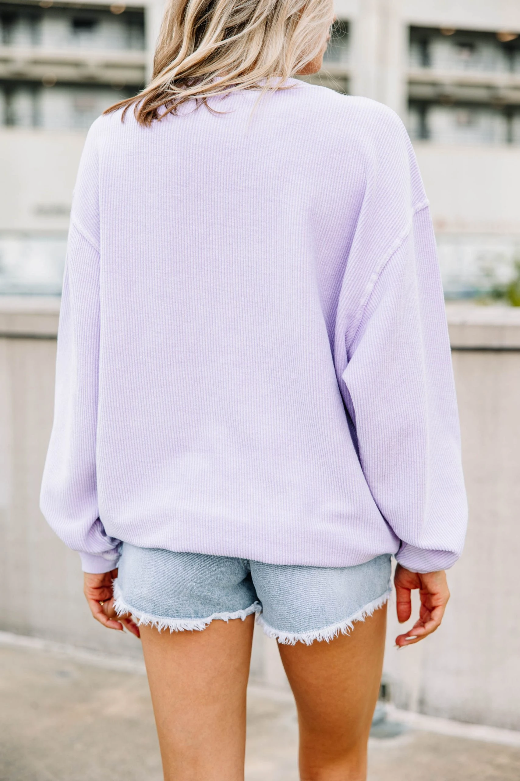 Yay Sports Lilac Purple Corded Varsity Sweatshirt 5 Yay Sports Lilac Purple Corded Varsity Sweatshirt - Image 3