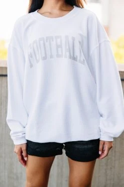 Football White Corded Graphic Sweatshirt -ANINE BING Shop 105997.Football White Corded Graphic Sweatshirt