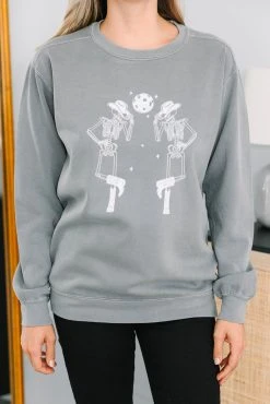Comfort Colors: Disco Isn't Dead Gray Graphic Sweatshirt -ANINE BING Shop 106048.Comfor Colors Disco Isn t Dead Gray Graphic Sweatshirt copy 2