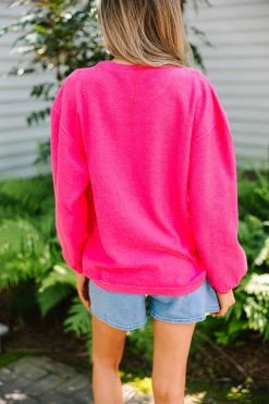 Get Together Fuchsia Pink Corded Sweatshirt -ANINE BING Shop 107931.Get Together Fuchsia Pink Corded Sweatshirt copy 3