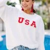 USA White Varsity Corded Sweatshirt
