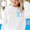 Wifey White Rainbow Embroidered Corded Sweatshirt -ANINE BING Shop 108007.Bride White Rainbow Embroidered Corded Sweatshirt copy 1