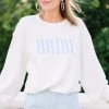 Bride White Light Blue Embroidered Corded Sweatshirt