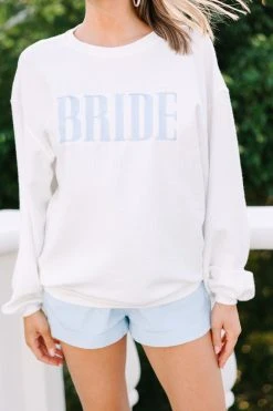 Bride White Light Blue Embroidered Corded Sweatshirt -ANINE BING Shop 108008.Bride White Light Blue Embroidered Corded Sweatshirt copy 2