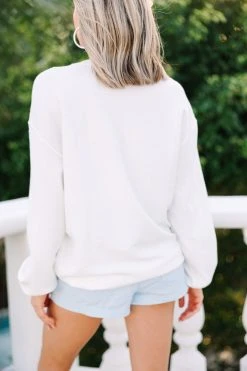 Bride White Light Blue Embroidered Corded Sweatshirt -ANINE BING Shop 108008.Bride White Light Blue Embroidered Corded Sweatshirt copy 3