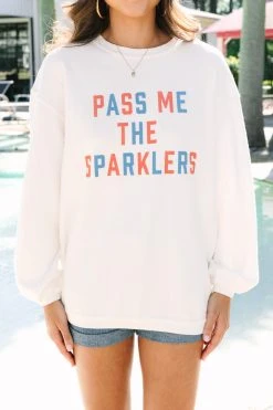 Pass Me The Sparklers White Graphic Corded Sweatshirt -ANINE BING Shop 108010.Pass Me The Sparklers White Graphic Corded Sweatshirt copy 3