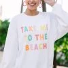 To The Beach White Graphic Corded Sweatshirt -ANINE BING Shop 108013. To The Beach White Graphic Corded Sweatshirt copy 1