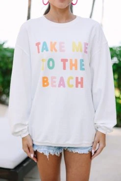 To The Beach White Graphic Corded Sweatshirt 8 To The Beach White Graphic Corded Sweatshirt -ANINE BING Shop 108013. To The Beach White Graphic Corded Sweatshirt copy 2