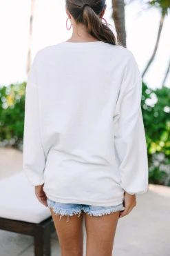 To The Beach White Graphic Corded Sweatshirt 9 To The Beach White Graphic Corded Sweatshirt -ANINE BING Shop 108013. To The Beach White Graphic Corded Sweatshirt copy 3