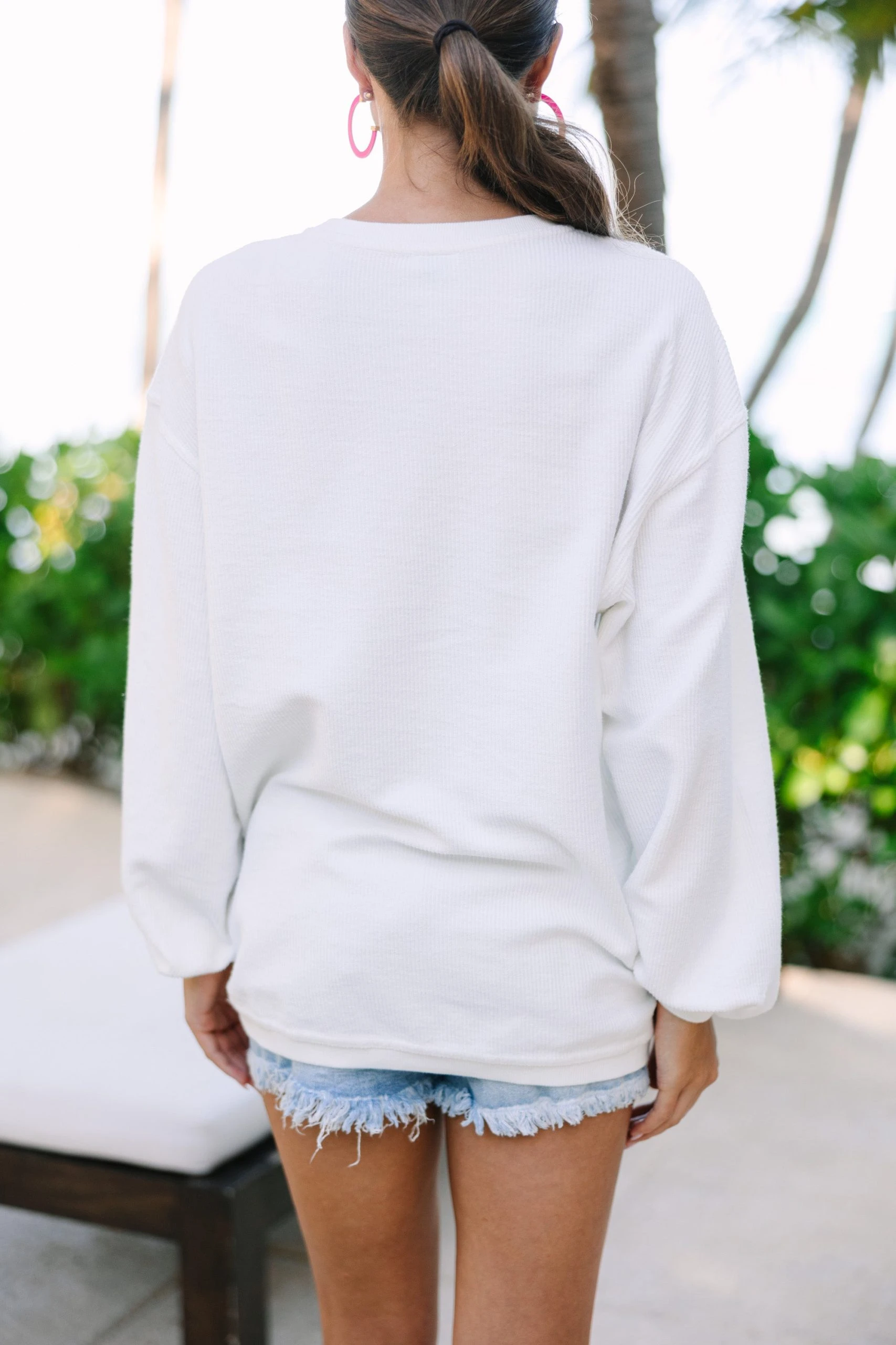 To The Beach White Graphic Corded Sweatshirt 6 To The Beach White Graphic Corded Sweatshirt - Image 4