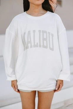 Malibu White Graphic Corded Sweatshirt -ANINE BING Shop 108014.Malibu White Graphic Corded Sweatshirt copy 3