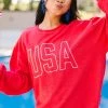USA Red Embroidered Corded Sweatshirt -ANINE BING Shop 108293.USA Red Embroidered Corded Sweatshirt copy 1
