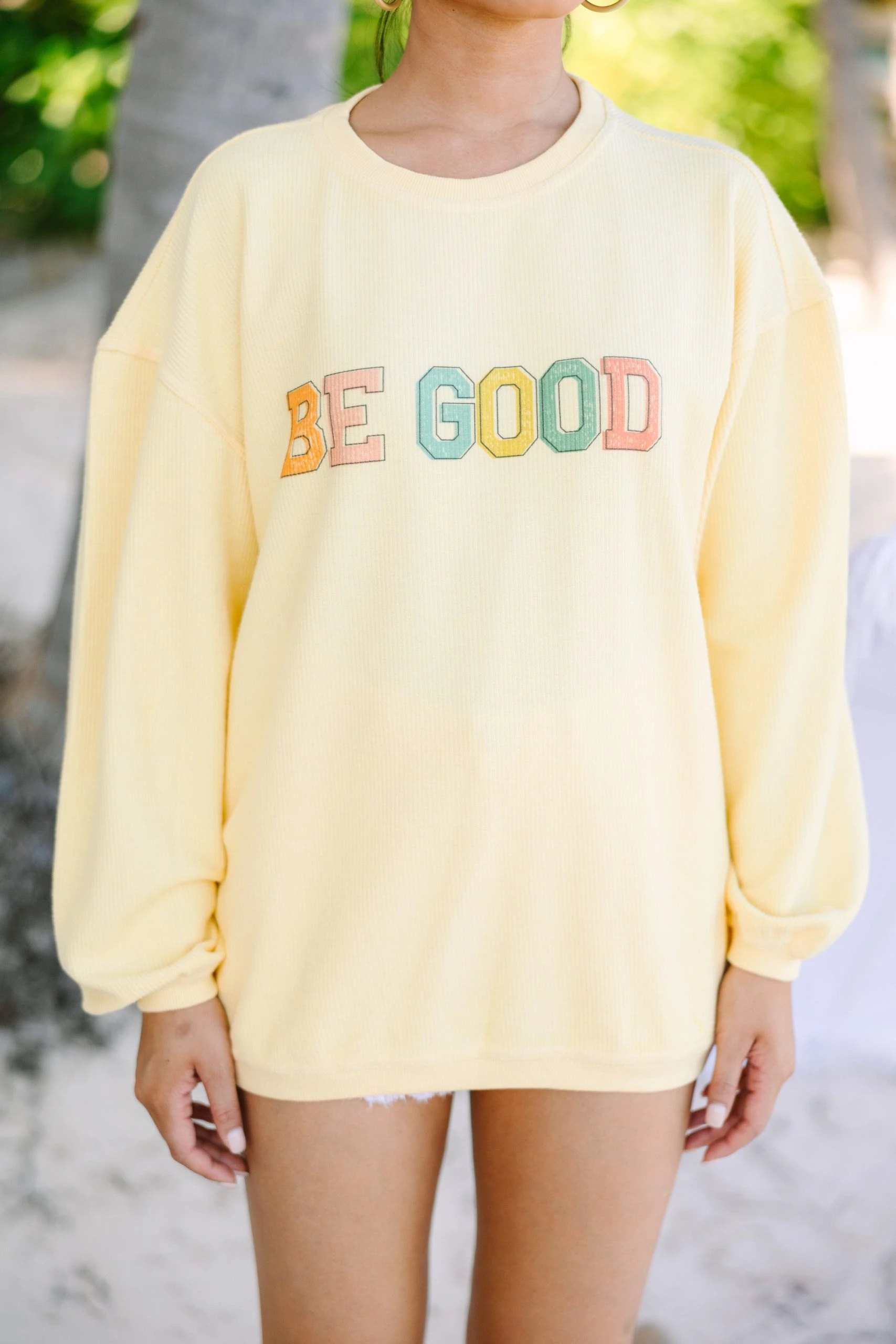 Be Good Yellow Graphic Corded Sweatshirt 5 Be Good Yellow Graphic Corded Sweatshirt - Image 3
