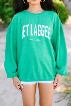 Jet Lagged Kelly Green Graphic Corded Sweatshirt -ANINE BING Shop 108520.Jet Lagged Kelly Green Graphic Corded Sweatshirt copy 2
