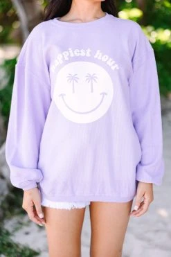 Happiest Hour Lilac Purple Graphic Corded Sweatshirt -ANINE BING Shop 108521.Happiest Hour Lilac Purple Graphic Corded Sweatshirt copy 2