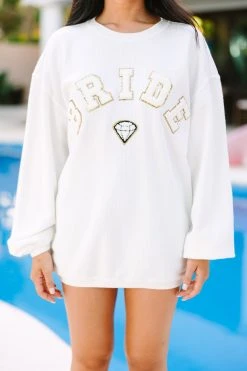 Bride White Varsity Corded Sweatshirt 9 Bride White Varsity Corded Sweatshirt -ANINE BING Shop 108522.Bride White Varsity Corded Sweatshirt copy 2