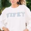 Wifey White Varsity Corded Sweatshirt -ANINE BING Shop 108523.Wifey White varsity Corded Sweatshirt copy 1