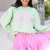 Sun Kissed Melon Green Varsity Corded Sweatshirt -ANINE BING Shop 108531.Sun Kissed Melon Green Vardity Corded Sweatshirt copy 1