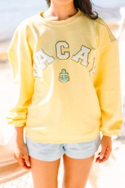 Vacay Yellow Varsity Corded Sweatshirt -ANINE BING Shop 108533.Vacay Yellow Varsity Corded Sweatshirt copy 2