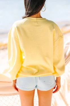 Vacay Yellow Varsity Corded Sweatshirt -ANINE BING Shop 108533.Vacay Yellow Varsity Corded Sweatshirt copy 3