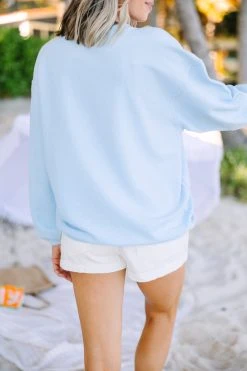 Beach Mode Light Blue Varsity Corded Sweatshirt 9 Beach Mode Light Blue Varsity Corded Sweatshirt -ANINE BING Shop 108535.Beach Mode Light Blue Varsity Corded Sweatshirt copy 3
